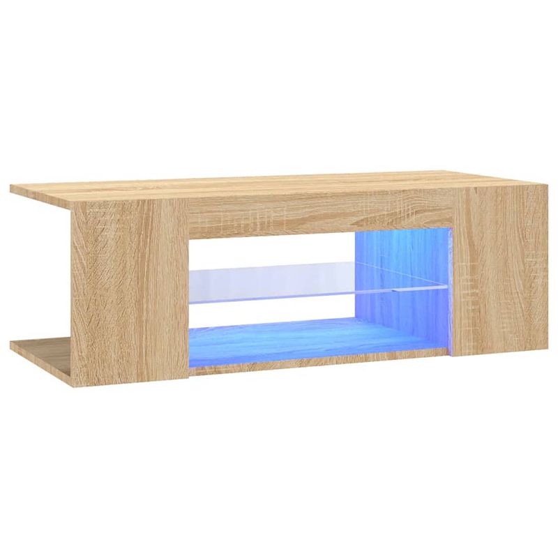 Foto van The living store tv-meubel sonoma eiken - 90x39x30 cm - met rgb led-verlichting