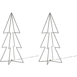 Foto van 2x stuks verlichte figuren 3d kerstbomen / lichtbomen 91 cm voor buiten - kerstverlichting figuur