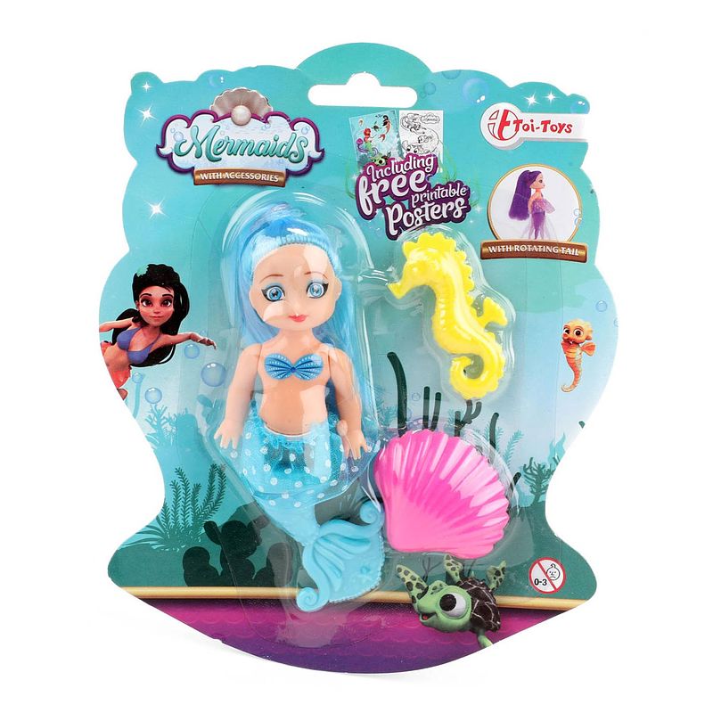 Foto van Toi-toys mermaids zeemeerminpop met kammetjes, 12cm