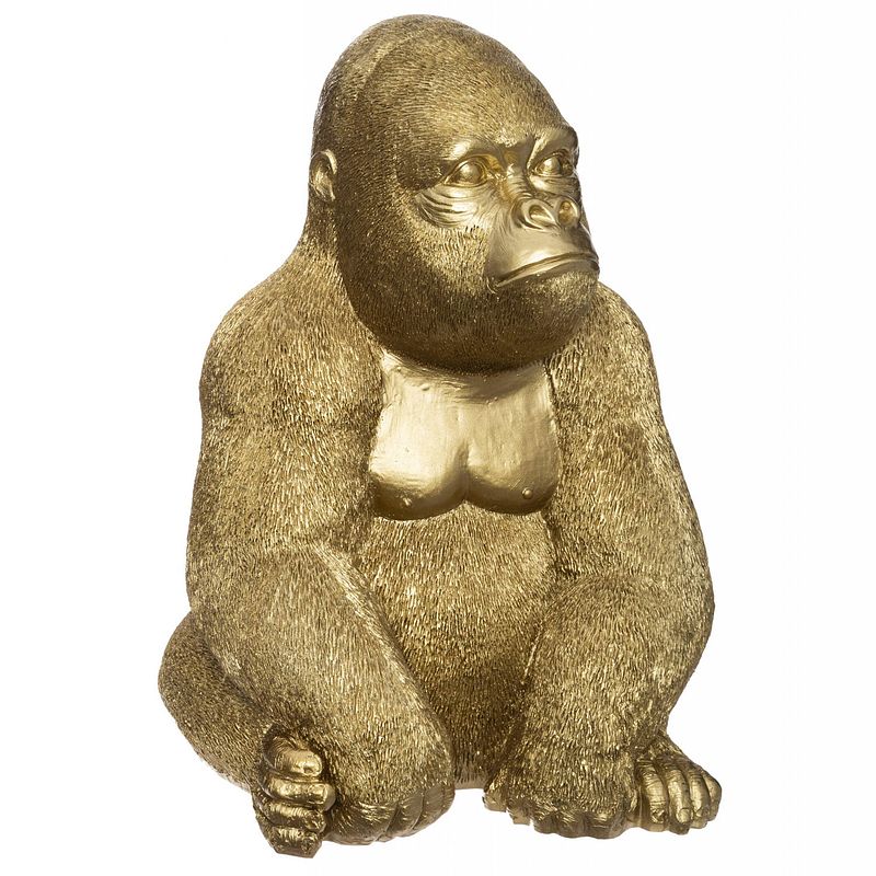 Foto van Casa di elturo deco object gorilla goud - h23,5 cm