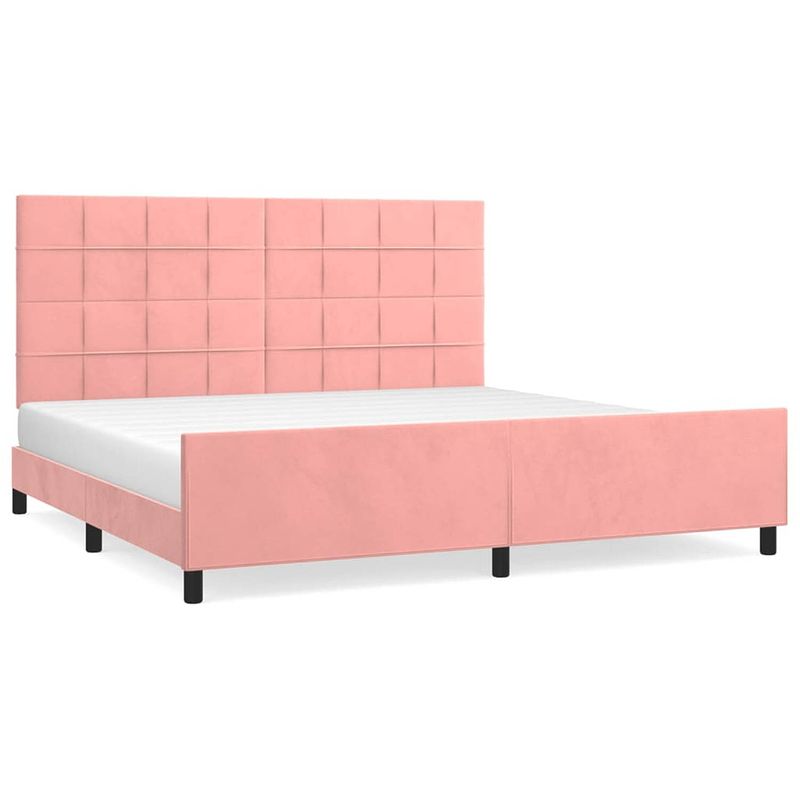 Foto van Vidaxl bedframe met hoofdeinde fluweel roze 200x200 cm