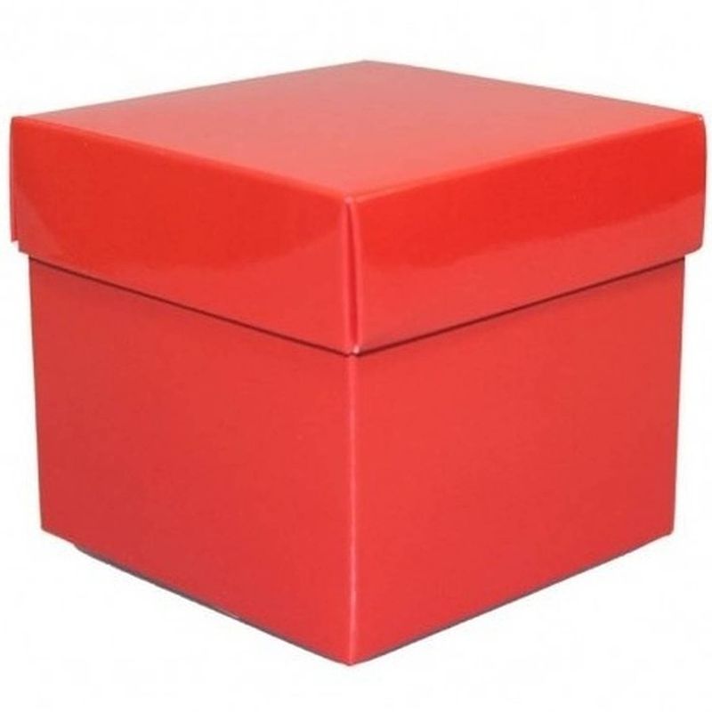 Foto van Rood cadeaudoosje 10 cm vierkant - cadeaudoosjes