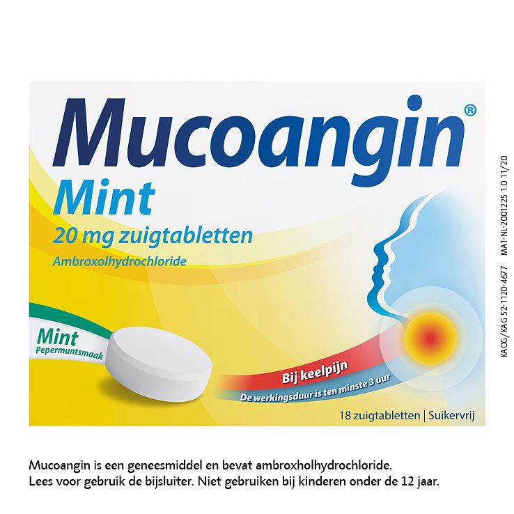 Foto van Mucoangin ambroxol mint 20mg tabletten