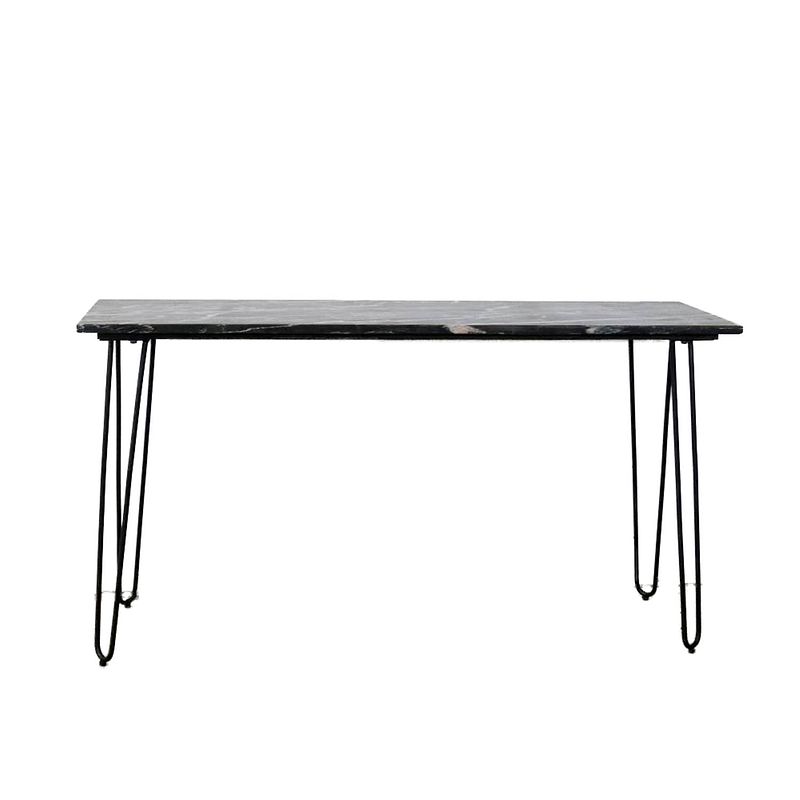 Foto van Giga meubel sidetable zwart marmer - zwart ijzer - 140x40x76cm