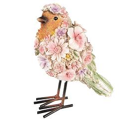 Foto van Clayre & eef beeld vogel 7x10x12 cm roze kunststof bloemen woonaccessoires decoratieve accessoires woonaccessoires