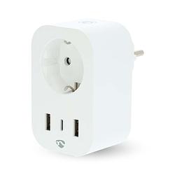 Foto van Nedis smartlife slimme stekker | wi-fi | energiemeter | 3680 w | type f (cee 7/7) / 1x usb-c / 2x usb | an smart home accessoire wit