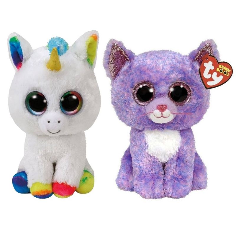 Foto van Ty - knuffel - beanie buddy - pixy unicorn & cassidy cat