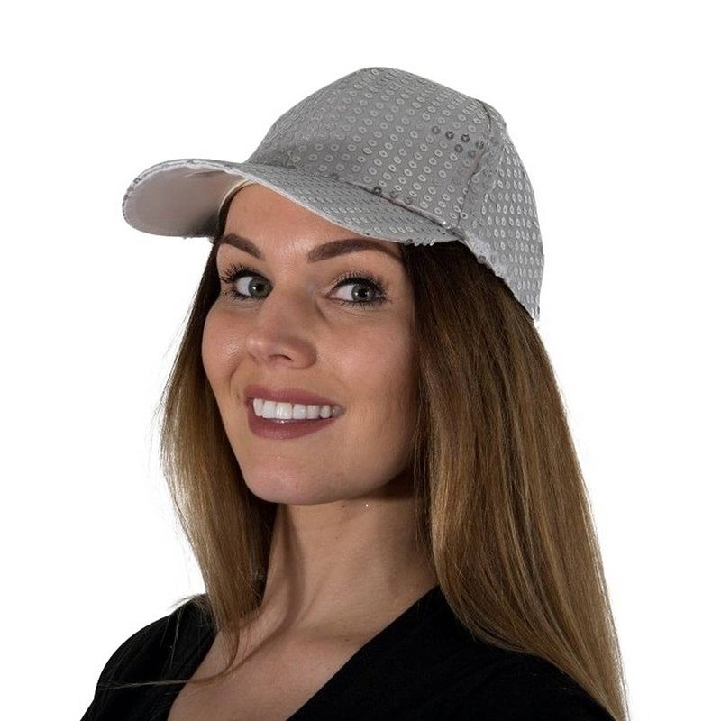 Foto van Disco cap/ pet met zilveren pailletten - verkleedhoofddeksels