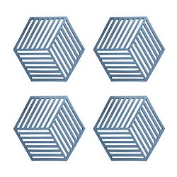 Foto van Krumble pannenonderzetter hexagon - blauw - set van 4