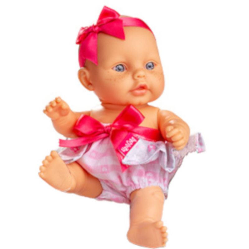 Foto van Berjuan babypop 22 cm meisjes vinyl/textiel roze/lichtroze/wit