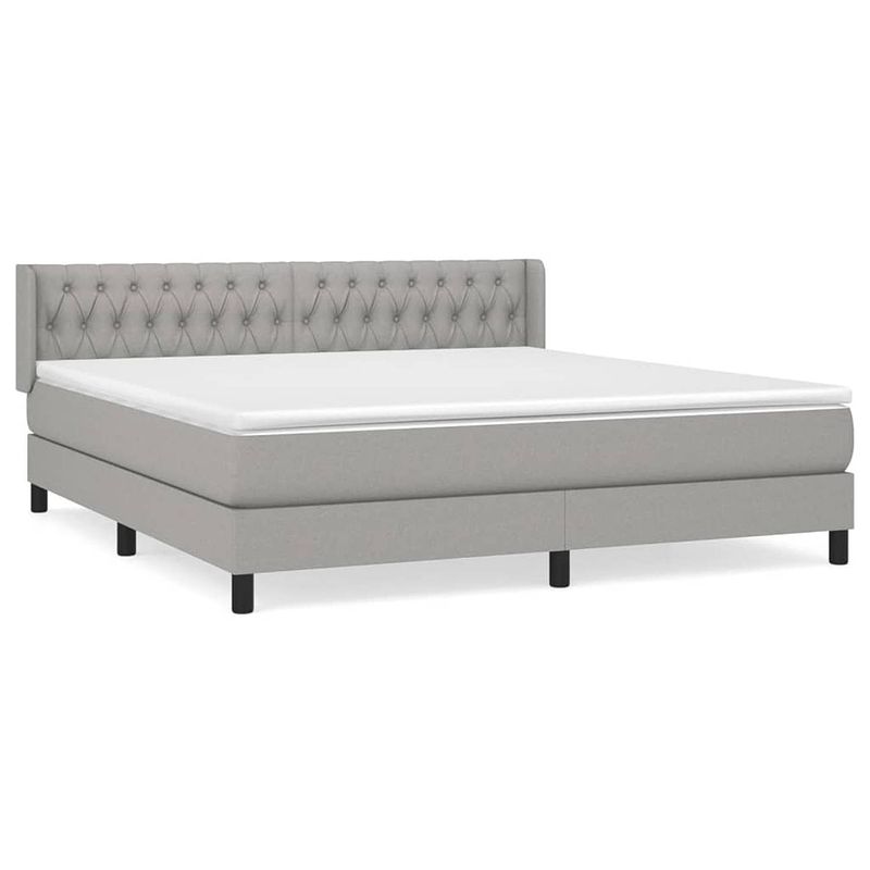 Foto van The living store boxspringbed - comfort - bed - 203x183x78/88 cm - lichtgrijs