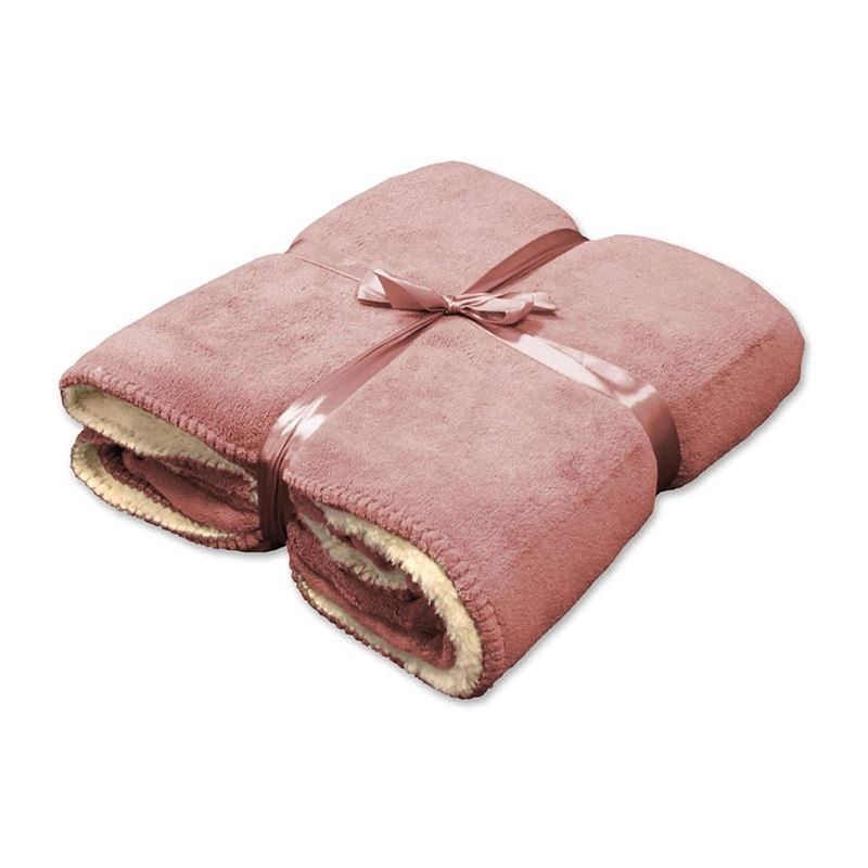 Foto van Unique living coby fleece plaid - fleece polyester - 130x160 cm - oud roze