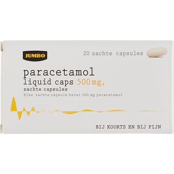 Foto van Jumbo paracetamol liquid caps 500 mg 20 zachte capsules