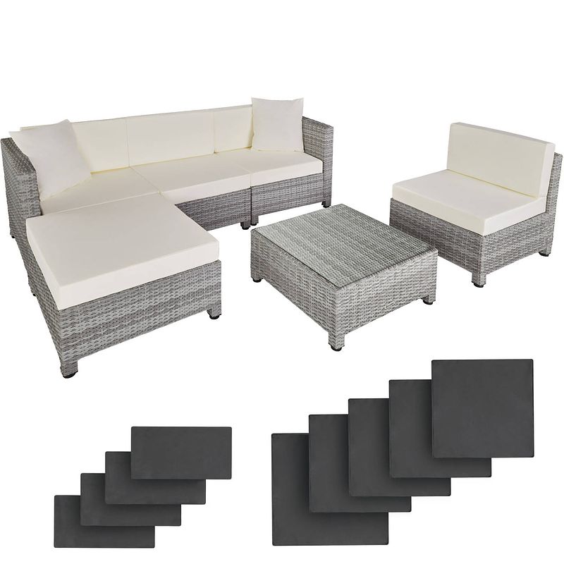 Foto van Tectake - loungeset met aluminium frame-wicker tuinset- incl. 2 overtreksets - lichtgrijs - 403742