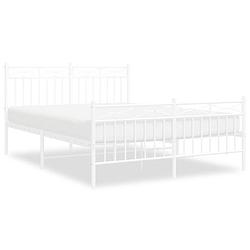 Foto van Vidaxl bedframe met hoofd- en voeteneinde metaal wit 140x200 cm