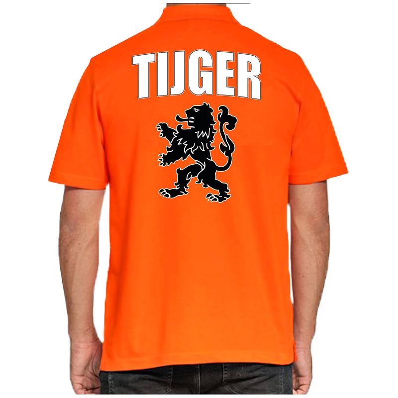 Foto van Holland fan polo t-shirt tijger oranje met leeuw voor heren s - feestshirts