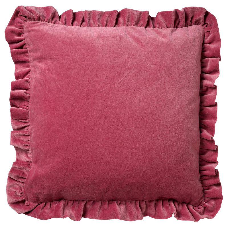 Foto van Dutch decor yara - kussenhoes velvet heather rose 45x45 cm - roze - roze