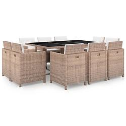 Foto van Vidaxl 11-delige tuinset met kussens poly rattan beige