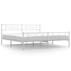 Foto van Vidaxl bedframe met hoofd- en voeteneinde metaal wit 183x213 cm