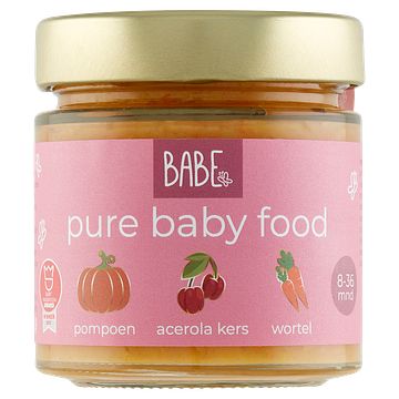 Foto van Babe pure baby food 836 maanden pompoen, acerola kers & wortel diner 1 x 200g bij jumbo