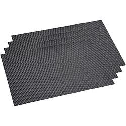 Foto van 4x rechthoekige onderleggers/placemats voor borden zwart geweven print 29 x 43 cm - placemats