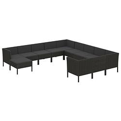 Foto van Vidaxl 12-delige loungeset met kussens poly rattan zwart