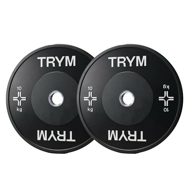 Foto van Trym bumperplate set - bundel - 20 kg - 2 x 10 kg - halterschijven - 50 mm - zwart