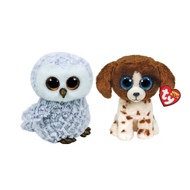 Foto van Ty - knuffel - beanie boo's - owlette owl & muddles dog