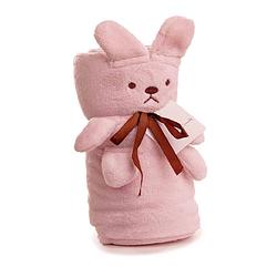 Foto van Elegance baby/kinder flanel fleece knuffel deken konijn - roze 75x100cm