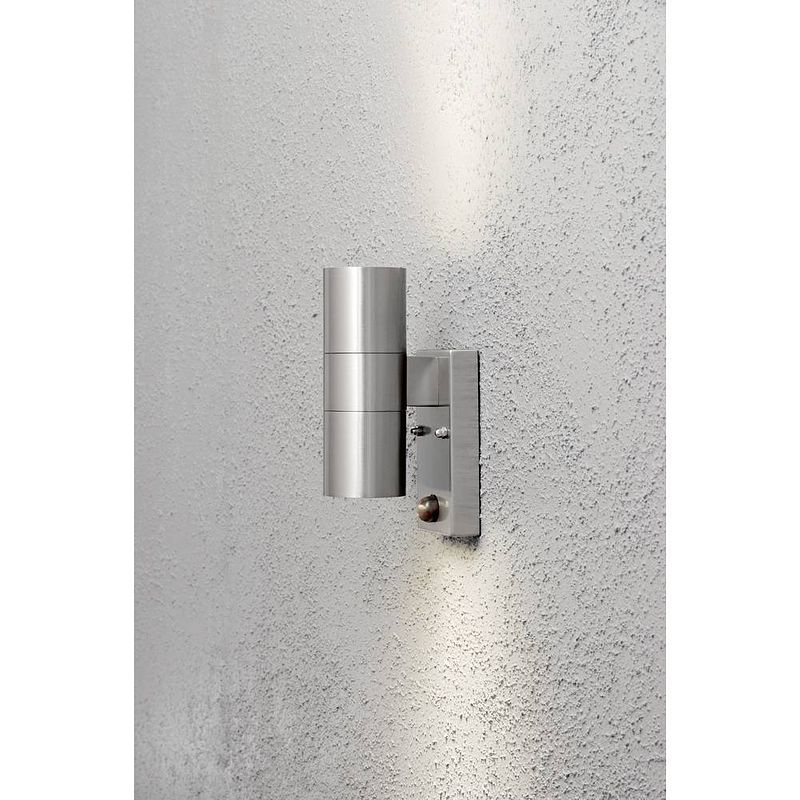 Foto van Konstsmide modena 7542-000 buitenlamp met bewegingsmelder (wand) halogeen gu10 70 w rvs