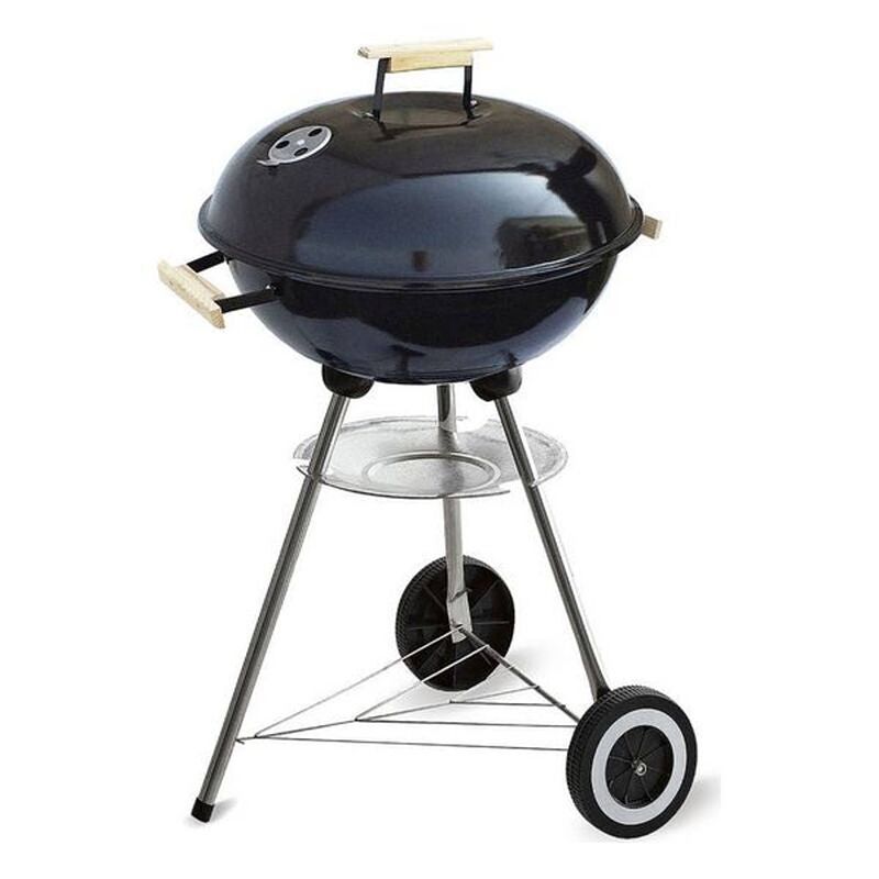 Foto van Houtskoolbarbecue met deksel en wielen algon zwart (ø 45 cm) geëmailleerd staal