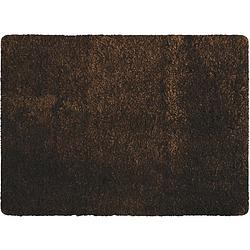 Foto van Msv badkamerkleedje/badmat tapijt - voor de vloer - bruin - 50 x 70 cm - langharig - badmatjes