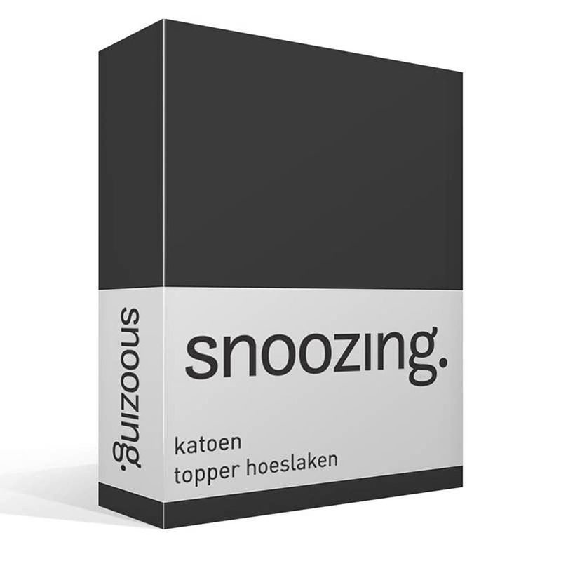 Foto van Snoozing - katoen - topper - hoeslaken - 200x220 - antraciet