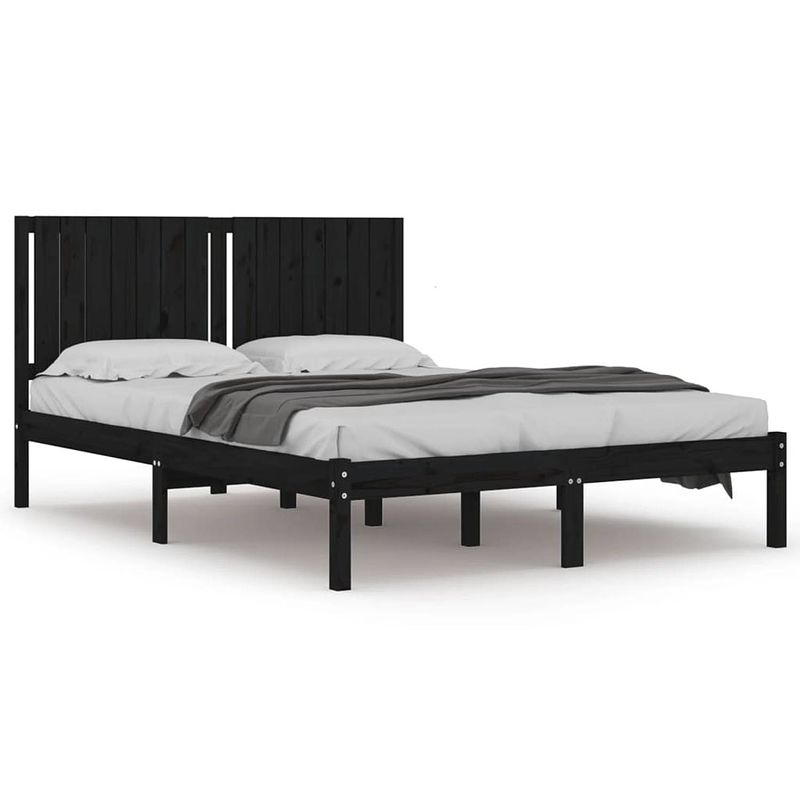 Foto van Vidaxl bedframe massief grenenhout zwart 160x200 cm