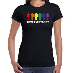 Foto van Bellatio decorations gay pride shirt - love everybody - regenboog - dames - zwart m - feestshirts