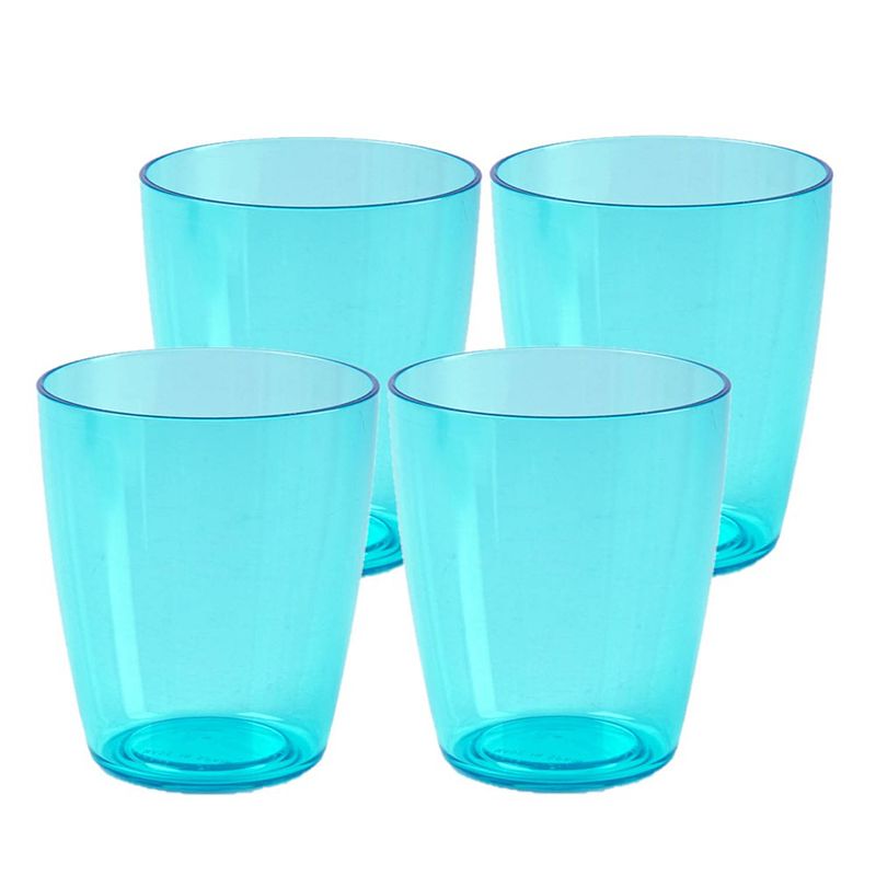 Foto van Set van 12x stuks kunststof waterglazen/drinkglazen 400 ml blauw - drinkglazen