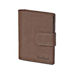 Foto van Woodland leren billfold portemonnee staand model met sluitclip donkerbruin