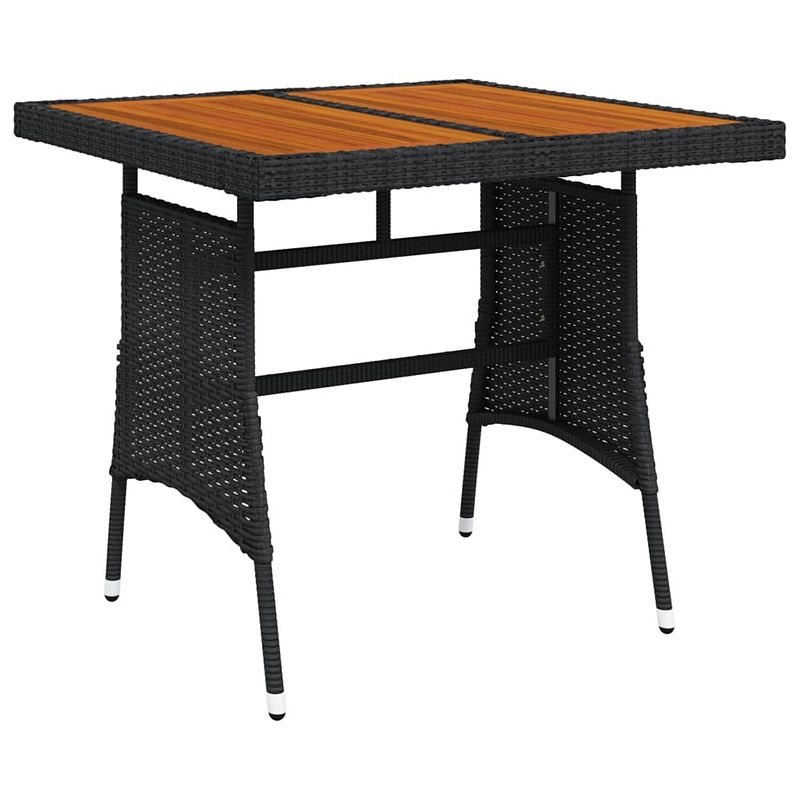 Foto van Vidaxl tuintafel 70x70x72 cm poly rattan en massief acaciahout zwart