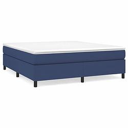 Foto van The living store boxspringframe - blauw - 203 x 160 x 35 cm - stof en multiplex