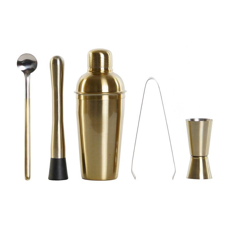 Foto van Casa di elturo cadeauverpakking cocktailset goud - shaker 500ml - barmaatje 15-30 ml - zeef