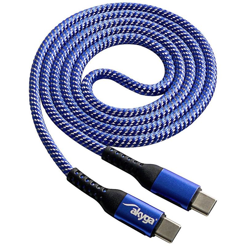 Foto van Akyga usb-kabel usb-c stekker, usb-c stekker 1.0 m blauw ak-usb-37