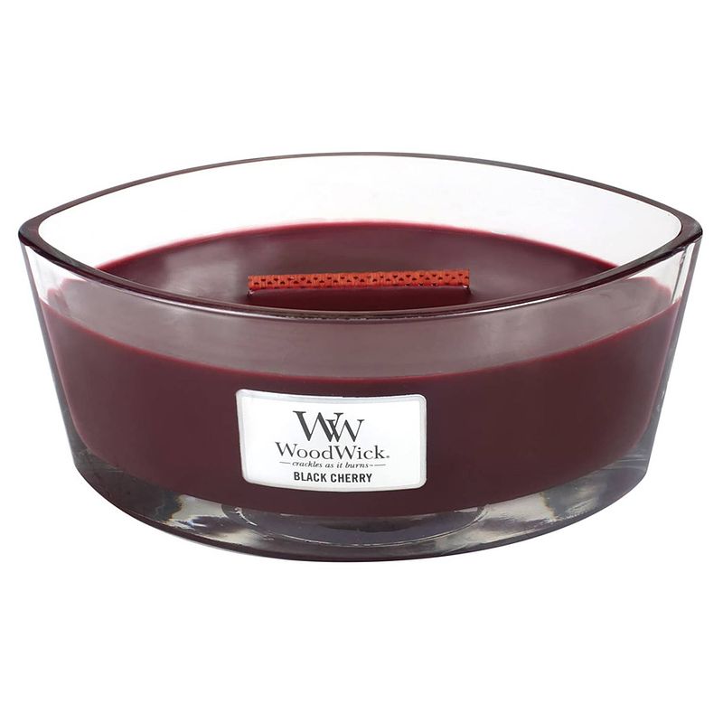 Foto van Woodwick - ellipse hearthwick flame geurkaars - black cherry - tot 50 branduren