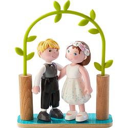 Foto van Little friends poppenhuispoppen bruidspaar 9,5 cm pvc zwart/wit