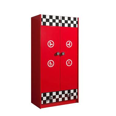 Foto van Vipack 2-deurs kledingkast monza - rood - 190x90x55 cm - leen bakker