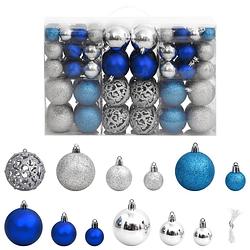 Foto van Vidaxl kerstballen 100 st 3/4/6 cm blauw en zilverkleurig