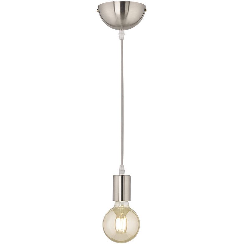 Foto van Led hanglamp - hangverlichting - trion cardino - e27 fitting - 1-lichts - rond - mat nikkel - aluminium