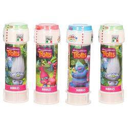 Foto van 4x trolls/trollen bellenblaas flesjes met bal spelletje in dop 60 ml voor kinderen - bellenblaas