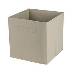 Foto van Urban living opbergmand/kastmand square box - karton/kunststof - 29 liter - licht beige - 31 x 31 x 31 cm - opbergmanden