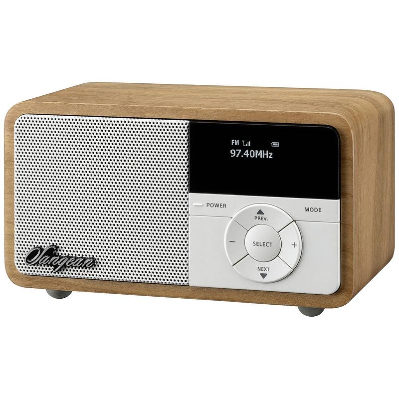 Foto van Sangean ddr-7x radio dab+, vhf (fm) aux, bluetooth, dab+, fm toetsvergrendeling, oplaadbaar hout (licht)