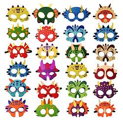 Foto van Fissaly® 24 stuks dinosaurus feest maskers - dino feest - kinderfeestje decoratie - kostuum & accessoires